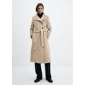 Belted Manteco wool coat medium brown - Woman - XS - MANGO