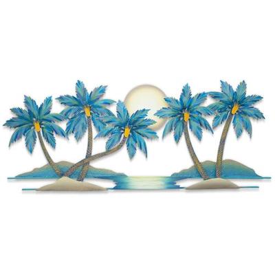 Paradise Palms Sunset Wall Art Blue , Blue