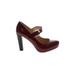 Franco Sarto Heels: Slip-on Chunky Heel Cocktail Burgundy Solid Shoes - Women's Size 8 - Round Toe