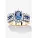 Women's .82 Tcw Blue Crystal And Cz Gold-Plated Ring by PalmBeach Jewelry in Gold (Size 9)