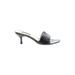 Ann Marino Heels: Slide Kitten Heel Cocktail Black Print Shoes - Women's Size 8 - Open Toe