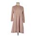 Cos Casual Dress - A-Line Crew Neck 3/4 sleeves: Tan Print Dresses - Women's Size X-Small