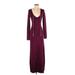 Rachel Zoe Casual Dress Plunge 3/4 sleeves: Burgundy Solid Dresses - New - Women's Size Small