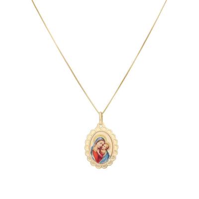 Kette mit Anhänger FIRETTI "Schmuck Geschenk Gold 375 Halsschmuck Halskette Goldkette Venezianer", bunt (gelbgoldfarben, rot, blau), Halsketten, Damen, Gelbgold 375, L: 45cm, mit Emaille Image