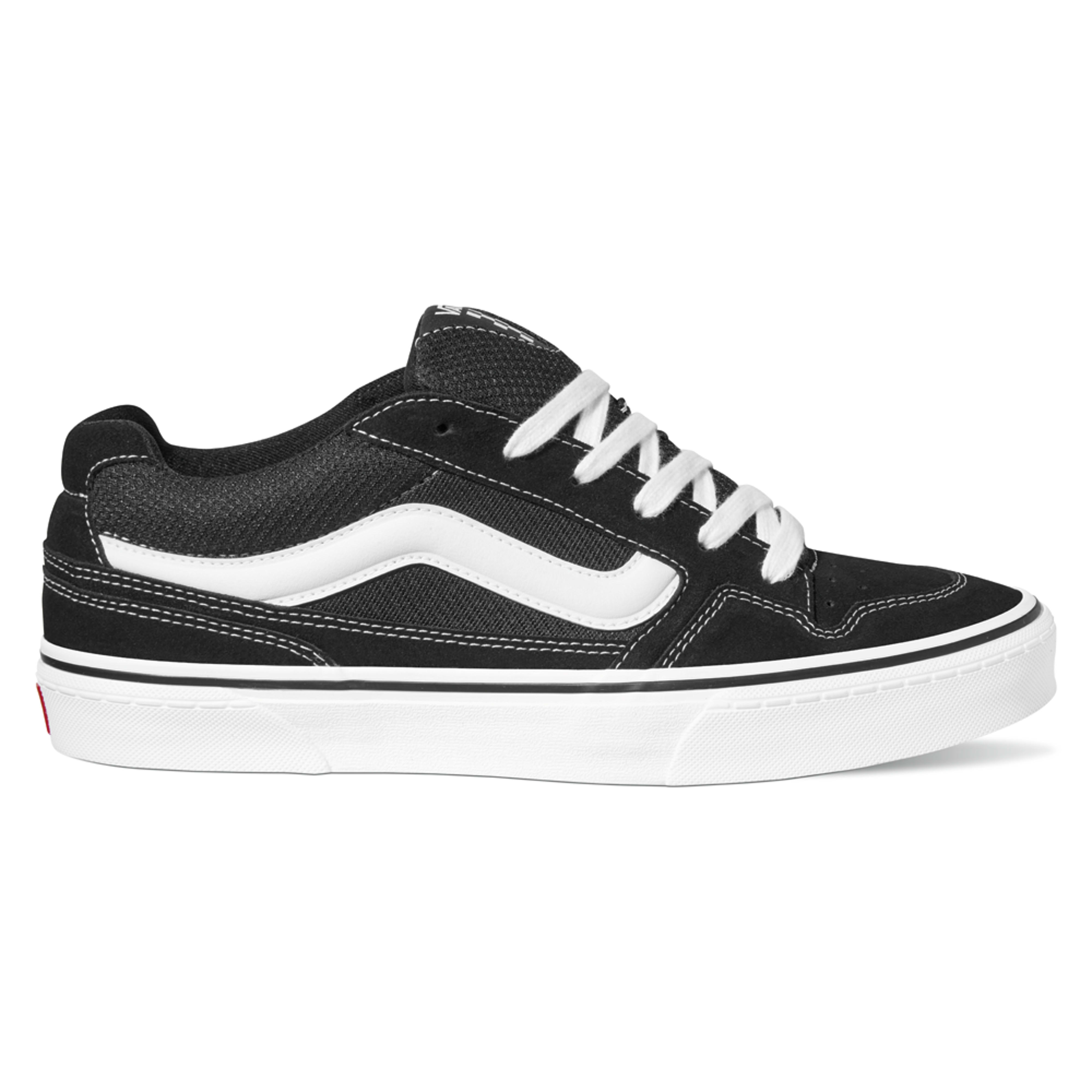 Sneaker VANS "CALDRONE", Herren, Gr. 44,5, schwarz, Leder, unifarben, Schuhe Sneaker, mit kontrastfarbenem Logobadge an der Ferse