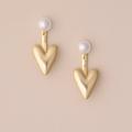 Lucky Brand Pearl Heart Earring - Women's Ladies Accessories Jewelry Earrings in Gold