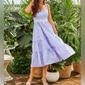 Lilly Pulitzer Dresses | Lilly Pulitzer Dresses Lilly Pulitzer Gingham Olivet Stretch Midi Dress | Color: Purple/White | Size: 16” Pit To Pit