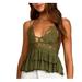 Free People Tops | Free People Adela Cami Olive Green Tank Top Size M Lace Nwt Party Cami | Color: Green | Size: S