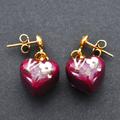 Louis Vuitton Jewelry | Louis Vuitton Heart Monogram Pierce Earrings Wine Red Gold Used Authentic | Color: Gold/Pink | Size: Os