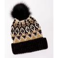 Free People Accessories | Free People Chalet Fairisle Pom Beanie / Black Combo | Color: Black/Gold | Size: Os