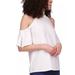Michael Kors Tops | Michael Kors Shirt Women's Medium Seersucker Cold Shoulder Top White Stretch | Color: White | Size: M