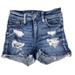 American Eagle Outfitters Shorts | American Eagle Womens (0) Hi-Rise Shortie Distressed Denim Shorts Stretch Blue | Color: Blue | Size: 0