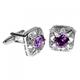 2-Pack Men's Shirt Set Decorated with Purple Zircon Rhinestone Charms Stainless Steel Cufflinks Square Cufflinks Purple (Color: A, Size: One Size) (A One Size Fits All)