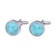 Cufflinks Men's French Shirt Cufflinks Round Turquoise Cufflinks Copper Anti-Oxidant Durable (Color: Silver, Size: As shown in the picture) (Silver as shown in the picture)