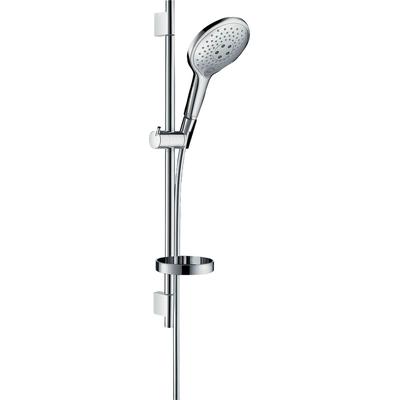 Brausegarnitur HANSGROHE "Raindance Select S", silber (chrom), Messing, Brausegarnituren, 15cm, mit Duschstange 65cm und