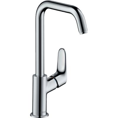 Waschtischarmatur HANSGROHE "Focus", silber (chrom), H:29,7cm T:19,2cm, Armaturen, 24cm, mit Schwenkauslauf und Zugstang