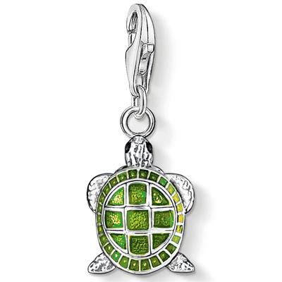 Charm-Einhänger THOMAS SABO "Schildkröte, 0837-007-6", bunt (silberfarben, grün), Charms, Damen, Silber 925 (Sterlingsil