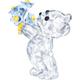 Dekofigur SWAROVSKI "Kris Bär – Vergissmeinnicht, 5427993" Dekofiguren Gr. B/H/T: 2,6 cm x 4,5 cm x 3,7 cm, weiß (gelb, schwarz, blau, kristallweiß) Weihnachtsengel Weihnachtsfiguren