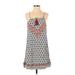 THML Casual Dress - Mini Tie Neck Sleeveless: Gray Dresses - Women's Size X-Small