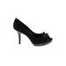 Nina Heels: Pumps Stiletto Feminine Black Solid Shoes - Women's Size 8 - Peep Toe