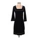 White House Black Market Casual Dress - Sheath Square 3/4 sleeves: Black Print Dresses - Women's Size X-Small