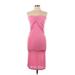 Cocktail Dress - Bodycon Strapless Sleeveless: Pink Solid Dresses - Women's Size Medium