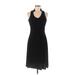 Barbara Lesser Casual Dress - Wrap: Black Solid Dresses - Women's Size Medium