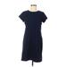 Gap Casual Dress - Mini Crew Neck Short sleeves: Blue Solid Dresses - Women's Size Medium