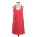 BCBGMAXAZRIA Cocktail Dress - Mini Scoop Neck Sleeveless: Red Print Dresses - Women's Size X-Small