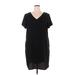 Apt. 9 Casual Dress - Mini V-Neck Short sleeves: Black Solid Dresses - New - Women's Size 2X-Large