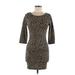 Forever 21 Casual Dress - Bodycon Scoop Neck 3/4 sleeves: Black Dresses - Women's Size Medium