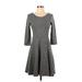 Divided by H&M Casual Dress - A-Line Scoop Neck 3/4 sleeves: Gray Dresses - Women's Size Small