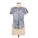 Abercrombie & Fitch Active T-Shirt: Blue Tie-dye Activewear - Women's Size Medium
