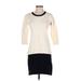 Banana Republic Casual Dress - Mini Crew Neck 3/4 sleeves: Ivory Color Block Dresses - Women's Size X-Small