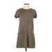 Hyfve Casual Dress - Shift High Neck Short sleeves: Gray Solid Dresses - Women's Size Medium