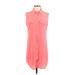 Equipment Casual Dress - Shift Collared Sleeveless: Pink Print Dresses - Women's Size Small