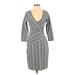 Maeve Casual Dress - Sheath V-Neck 3/4 sleeves: Blue Stripes Dresses - Women's Size Small