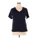 Lane Bryant Short Sleeve T-Shirt: Blue Print Tops - Women's Size 14 Plus