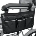 Sac latéral pour fauteuil roulant accoudoir portable rangement multi-poches poudres sac de