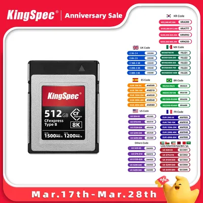 KingSpec – carte mémoire haute vitesse CF express pour appareil photo 256 go 512 go vidéo 4K brut