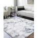 Titan 6'7" x 9' Modern Light Silver/Silver Gray/Metallic Silver Area Rug - Hauteloom