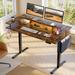 Steelside™ Labelle 58.1" W Height Adjustable Standing Desk, LED Gaming Work Desk w/ Monitor Stand Wood/Metal in Brown | Wayfair