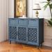 Red Barrel Studio® 3 Door 3 Drawer Cabinet-35.43" H x 47.24" W x 15.75" D Wood in Blue | 35.43 H x 47.24 W x 15.75 D in | Wayfair