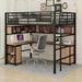 Mason & Marbles Adells Full 3 Drawer Metal Loft Bed w/ Bookcase, Built-in-Desk & Shelves by QSG Metal in Black | 70.1 H x 56 W x 77.2 D in | Wayfair