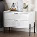 Ebern Designs Baxton Studio Skiley Mid-Century Transitional Distressed White Finished Wood & Black Metal 2-Drawer Storage Cabinet Wood/Metal | Wayfair