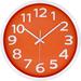 Ebern Designs Chilliwack Wall Clock Plastic in Orange | 12 H x 12 W x 1.6 D in | Wayfair 2E7CF0D8ED794FCE8EB11B1D1534A07F