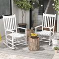 Beachcrest Home™ Outdoor Rockfield Rocking Solid Wood Chair Wood in Brown/White | 27.2 W in | Wayfair 21C1B194E98043E6804DD6E1B736128C