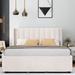 Latitude Run® Queen Size Upholstered Bed w/ 4 Drawers & Wing Back Headboard Metal in Brown | 43.5 H x 64.25 W x 84.75 D in | Wayfair