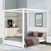 Red Barrel Studio® Lendra Canopy Bed Wood in White | 74.8 H x 62.8 W x 83.9 D in | Wayfair 98F88E553B834E4FB980231ABFB81353