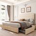 Latitude Run® Platform Bed w/ Four Drawers Upholstered/Metal/Linen in Brown | 43.7 H x 59.4 W x 78.7 D in | Wayfair